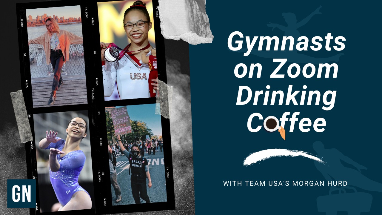 Morgan Hurd stars in latest episode of Gymnasts on Zoom Drinking Coffee