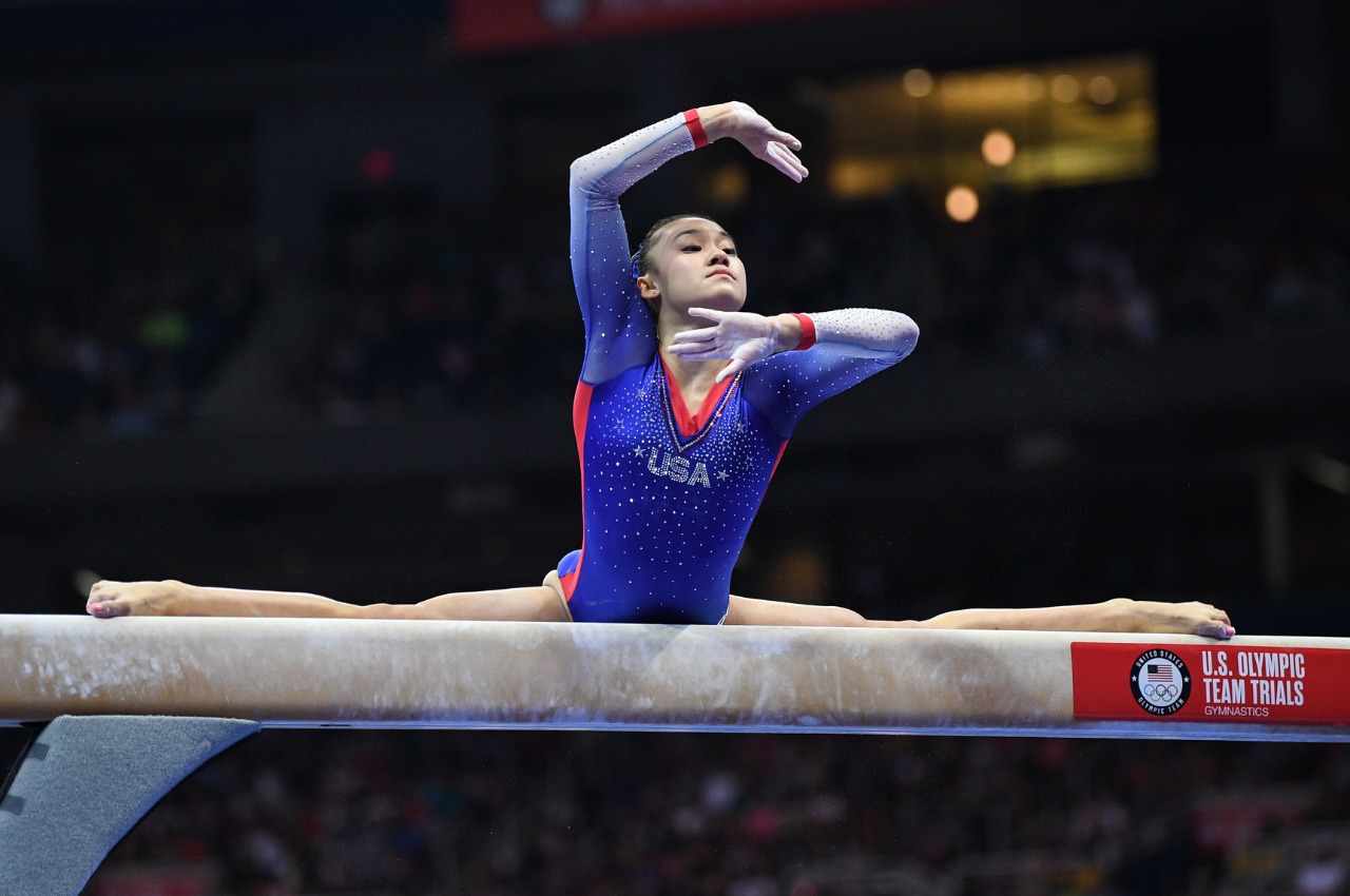 Leanne Wong competes on balance beam at the 2021 U.S. Olympic Trials - Gymnastics
