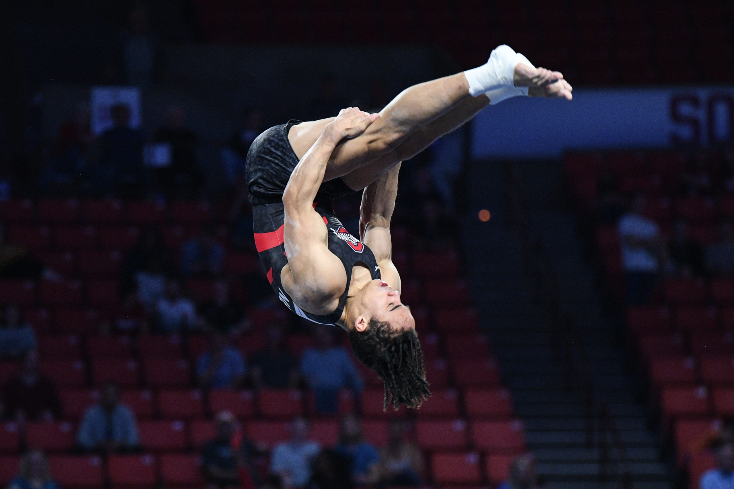 Ohio State's Kameron Nelson competes on floor during the 2022 NCAA Men's Gymnastics Championships.