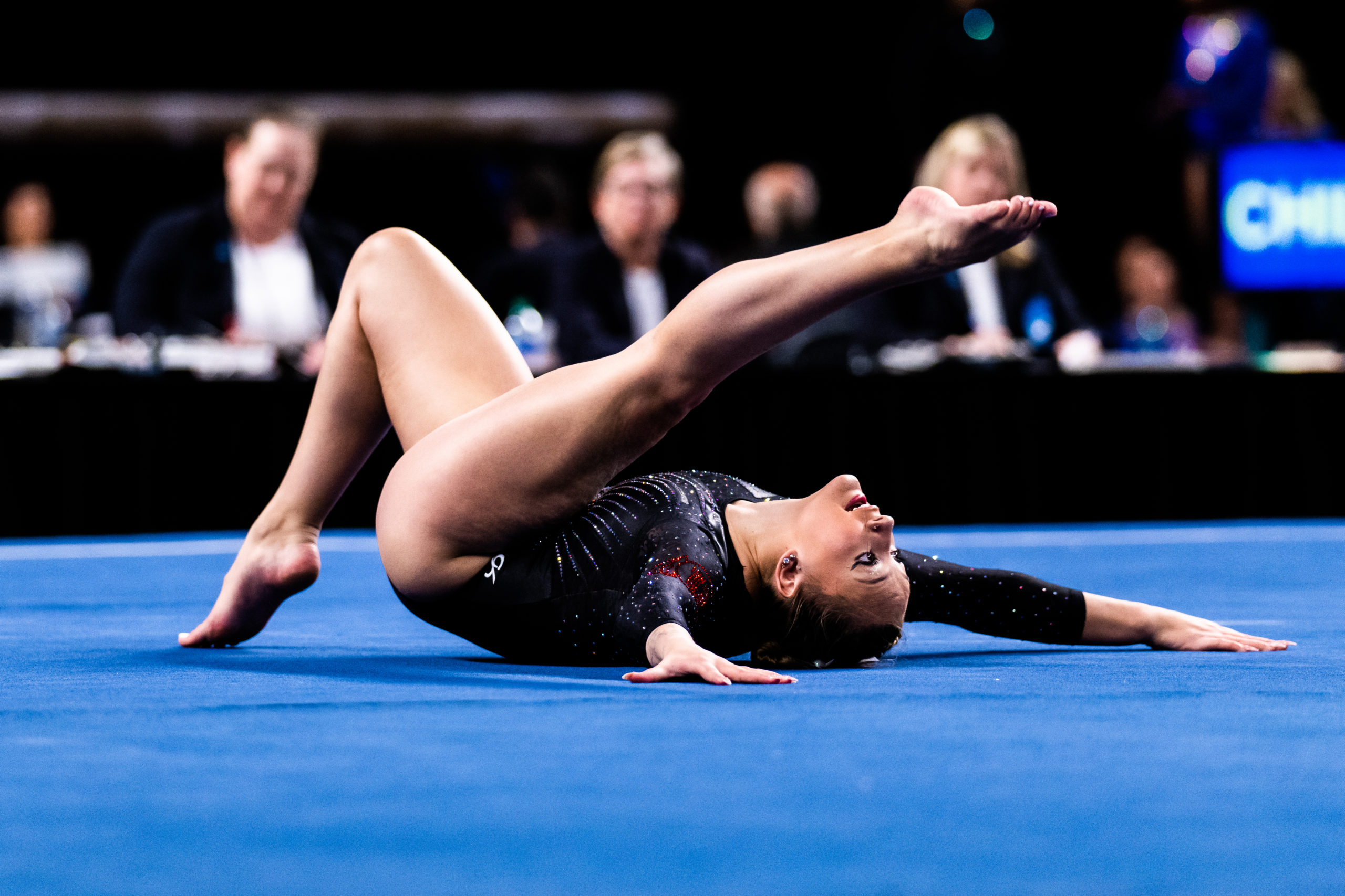 Utah’s Makenna Smith competes on floor during the second semifinal of the 2023 NCAA Women’s Gymnastics Championships.