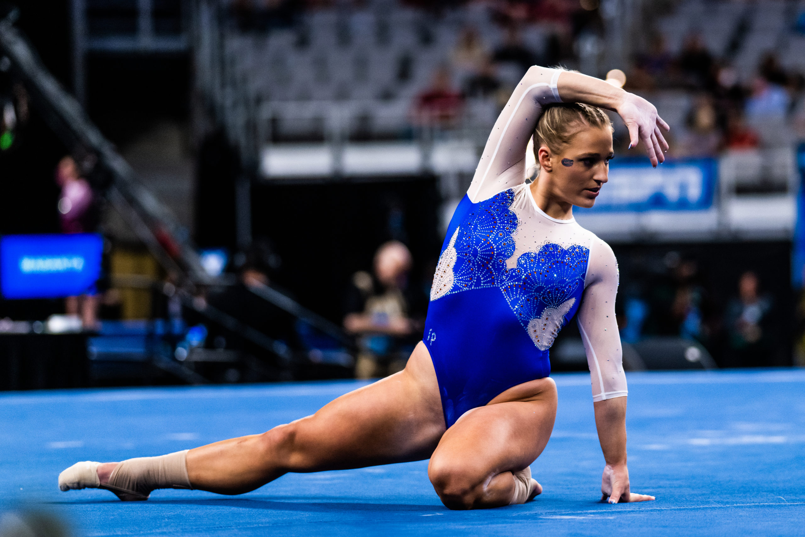 Florida’s Rachel Baumann competes on floor during the first semifinal of the 2023 NCAA Women’s Gymnastics Championships.