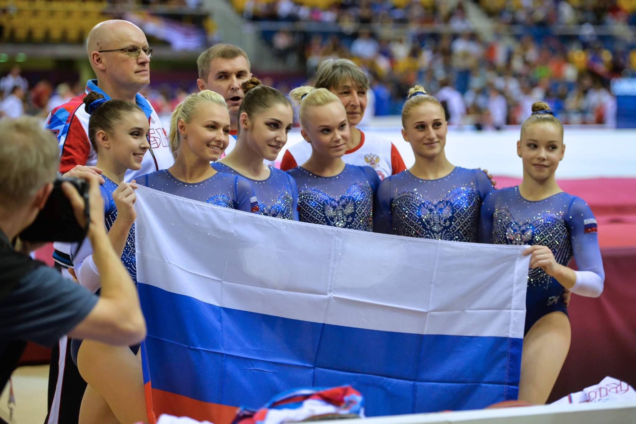 The Russian women's artistic gymnastics team at the 2018 world championships.