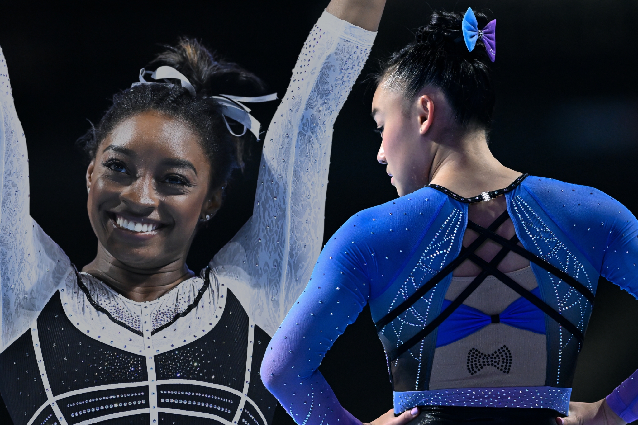 Simone Biles (left) and Leanne Wong (right)