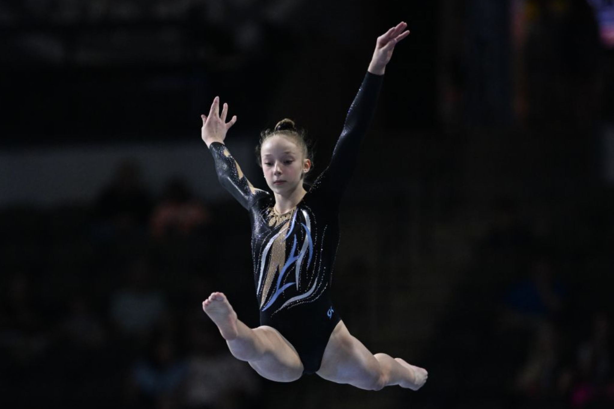 Kieryn Finnell competes on beam during the 2023 Core Hydration Classic.