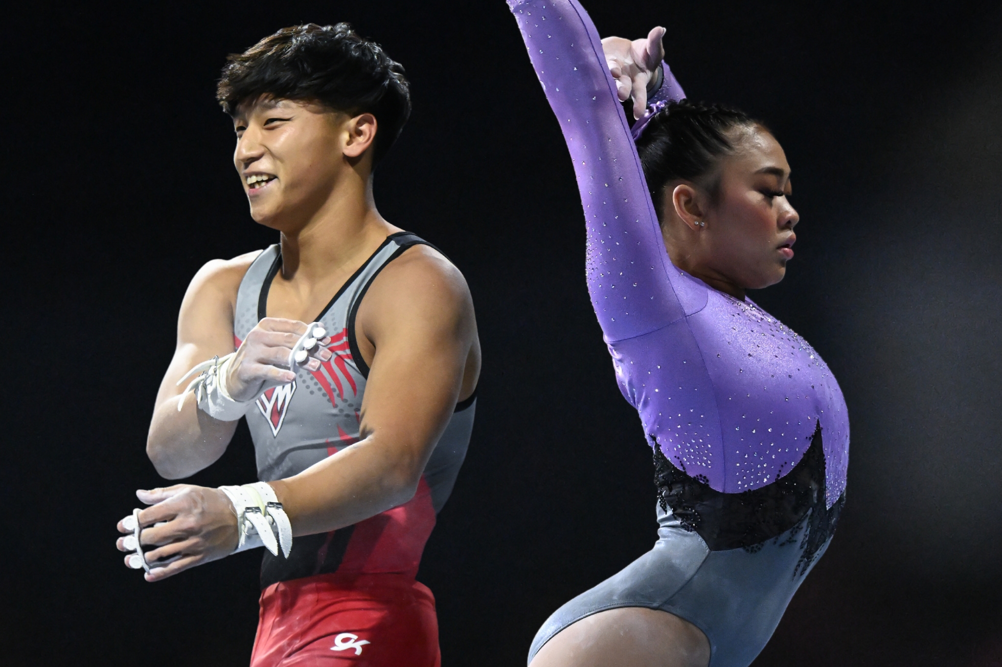 Yul Moldauer (left) and Suni Lee (right) will compete at the 2023 Xfinity U.S. Gymnastics Championships.