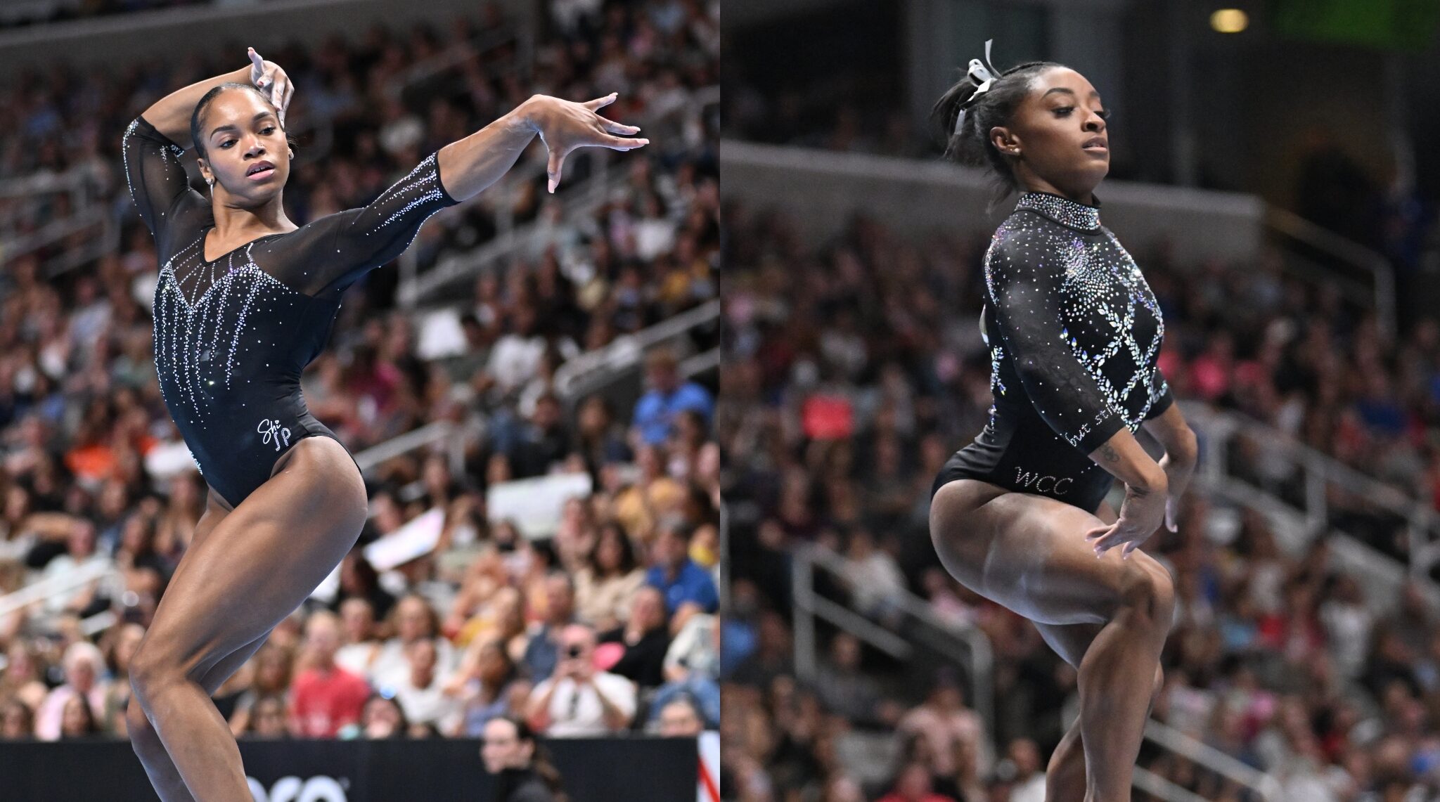 Shilese Jones (left) and Simone Biles (right) are set to headline the U.S. women's team for the 2023 World Artistic Gymnastics Championships.