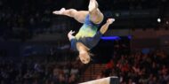 Georgia Godwin (AUS) competes on beam at the 2022 World Gymnastics Championships.