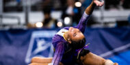 LSU's Aleah Finnegan competes on floor during the semifinals of the 2023 NCAA Women's Gymnastics Championships.