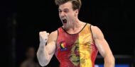 Belgium's Luka Van den Keybus reacts during men's qualifying at the 2023 World Artistic Gymnastics Championships.
