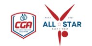 The logo for the second annual CGA All-Stars competition, hosted by the College Gymnastics Association and Virtius.