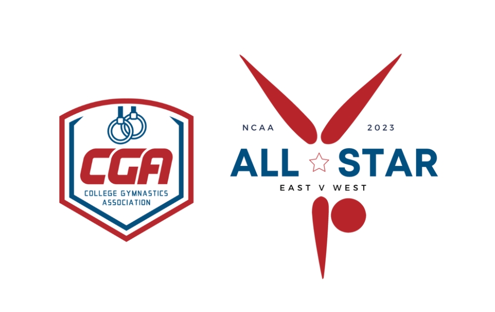 The logo for the second annual CGA All-Stars competition, hosted by the College Gymnastics Association and Virtius.
