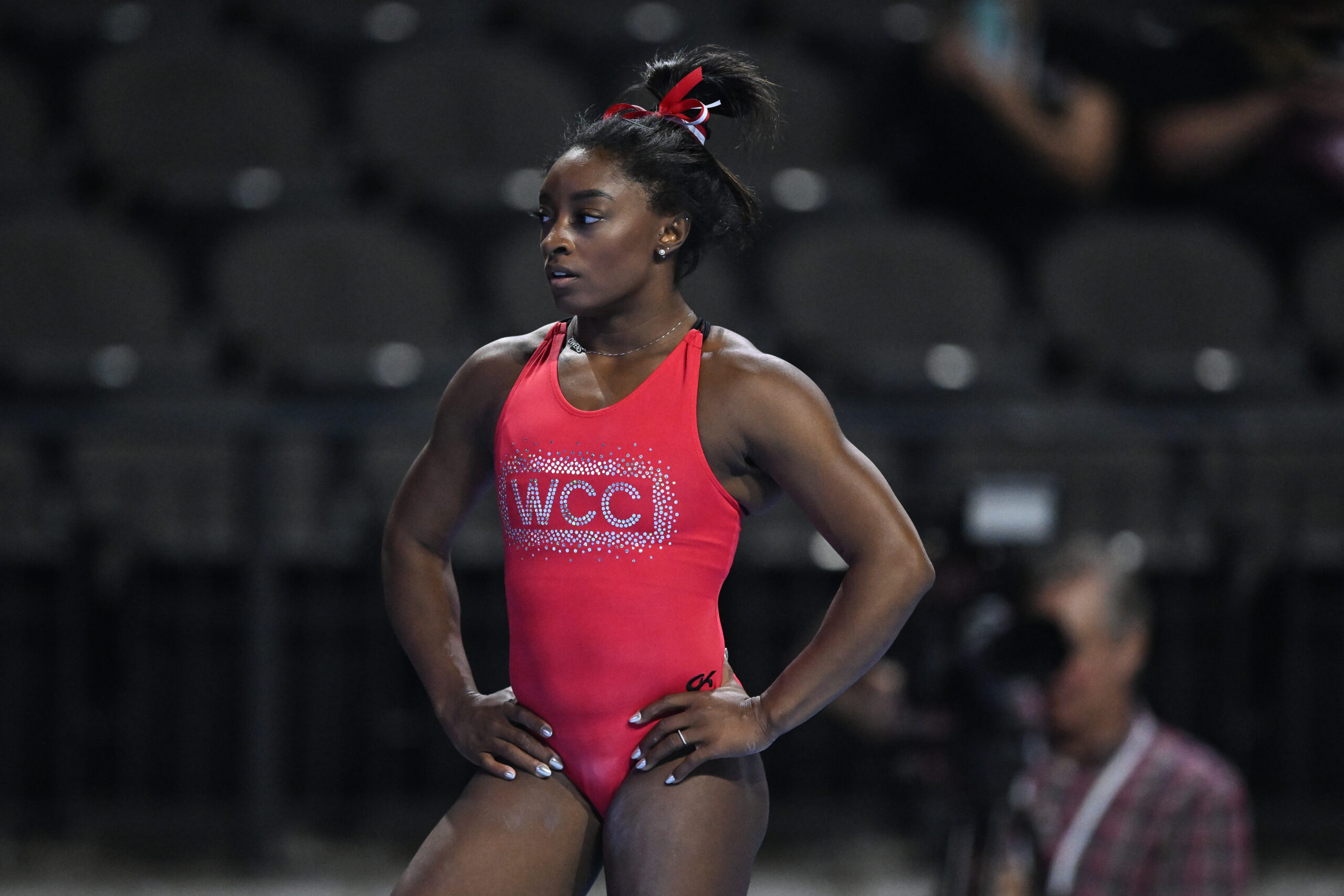 Simone Biles during podium training at the 2023 Core Hydration Classic.