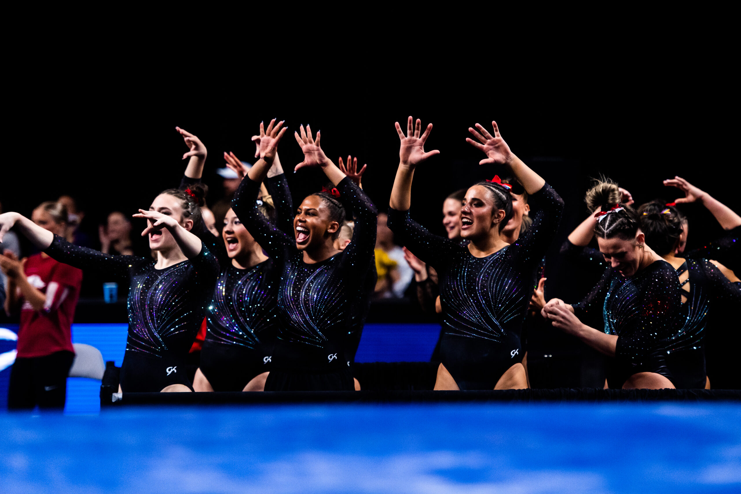 The Utah gymnastics team during the semifinals of the 2023 NCAA Women's Gymnastics Championships.
