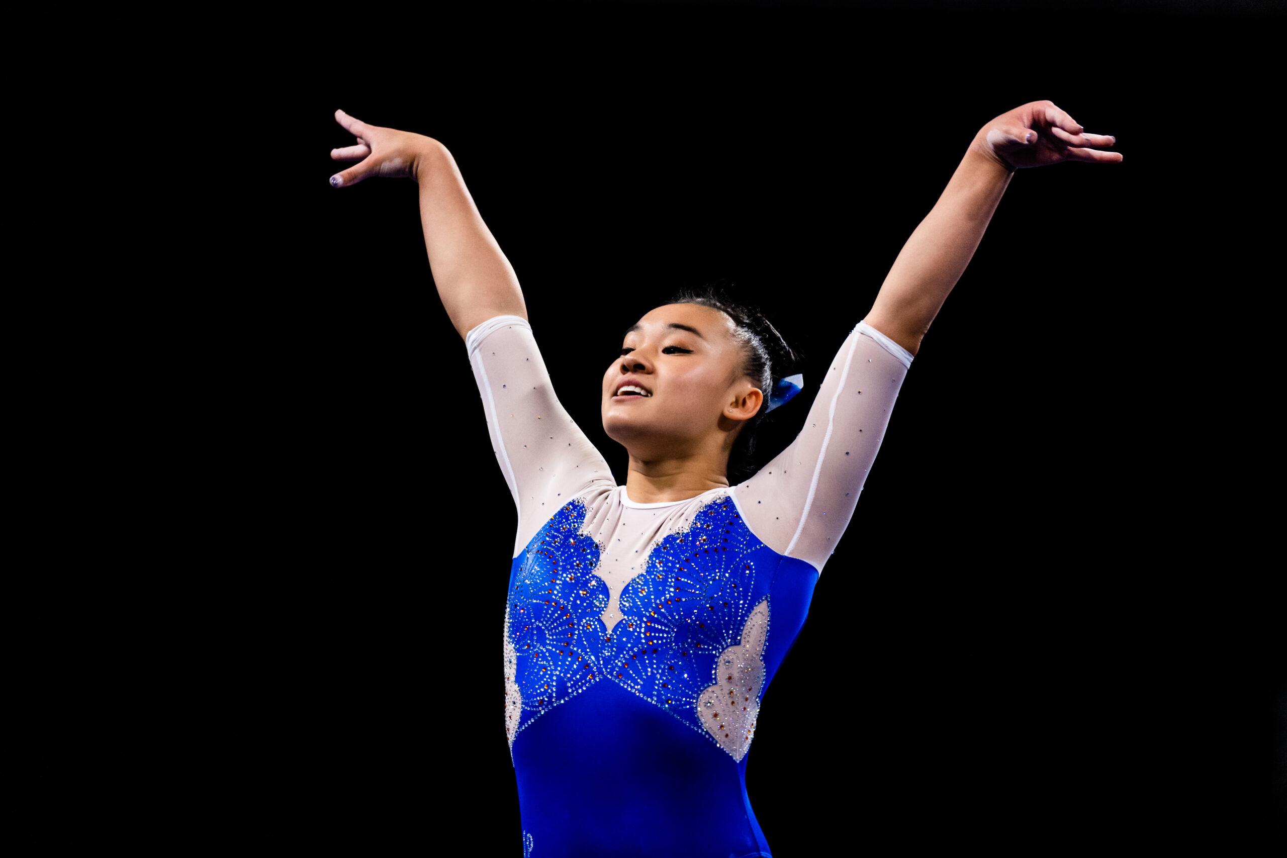 Florida's Leanne Wong on floor at the 2023 NCAA Women's Gymnastics Championships.