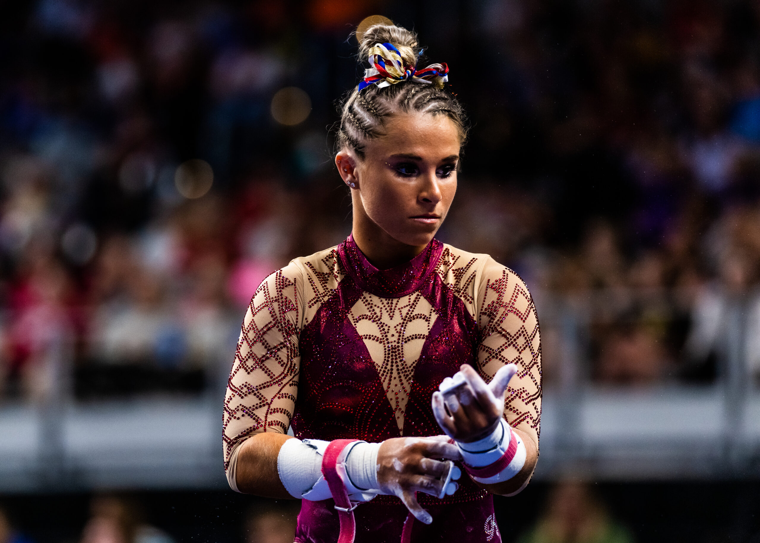 Oklahoma’s Ragan Smith at the 2023 NCAA Women’s Gymnastics Championships.