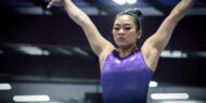 Sunisa Lee on beam at the U.S. women's gymnastics team's February national team camp.