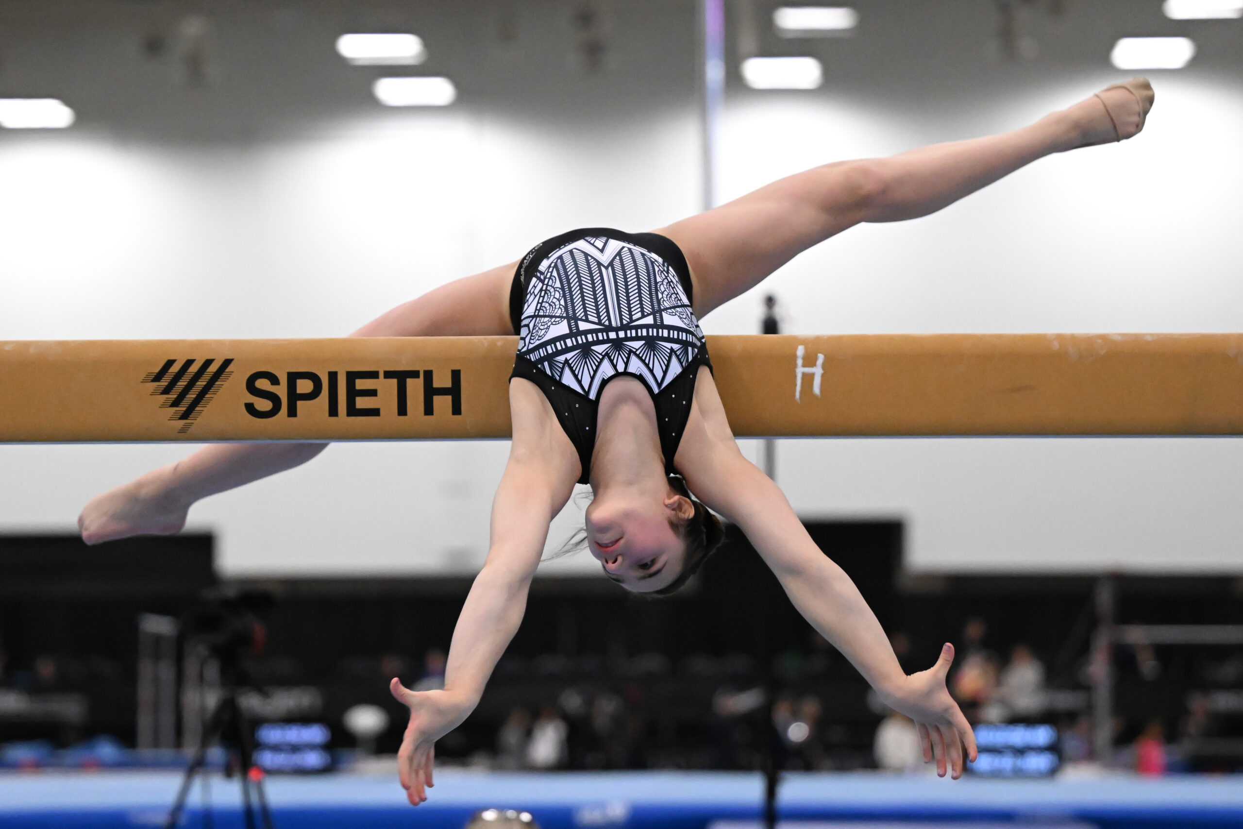 Addy Fulcher on beam at the 2024 Winter Cup.