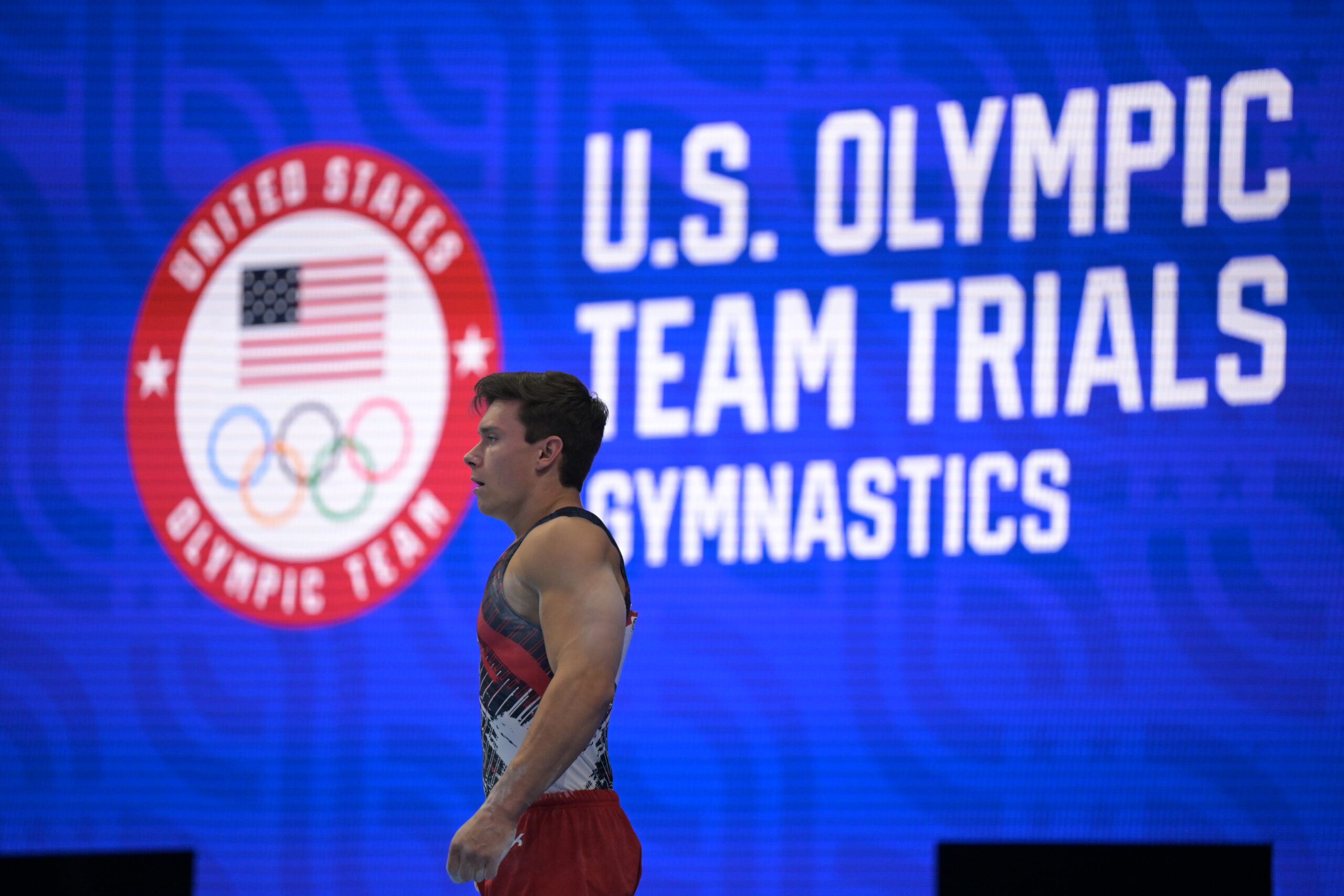 Brody Malone on Day 2 of men's competition at the 2024 USA Gymnastics Olympic Trials.