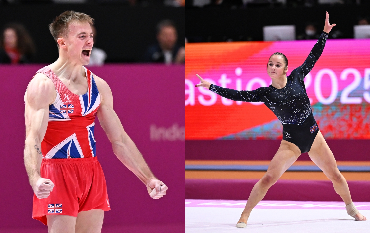 Luke Whitehouse and Abi Martin at the 2025 World Gymnastics Championships.
