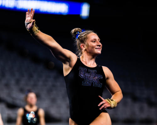 Photos from podium training at the 2023 NCAA Women's Gymnastics Championships.